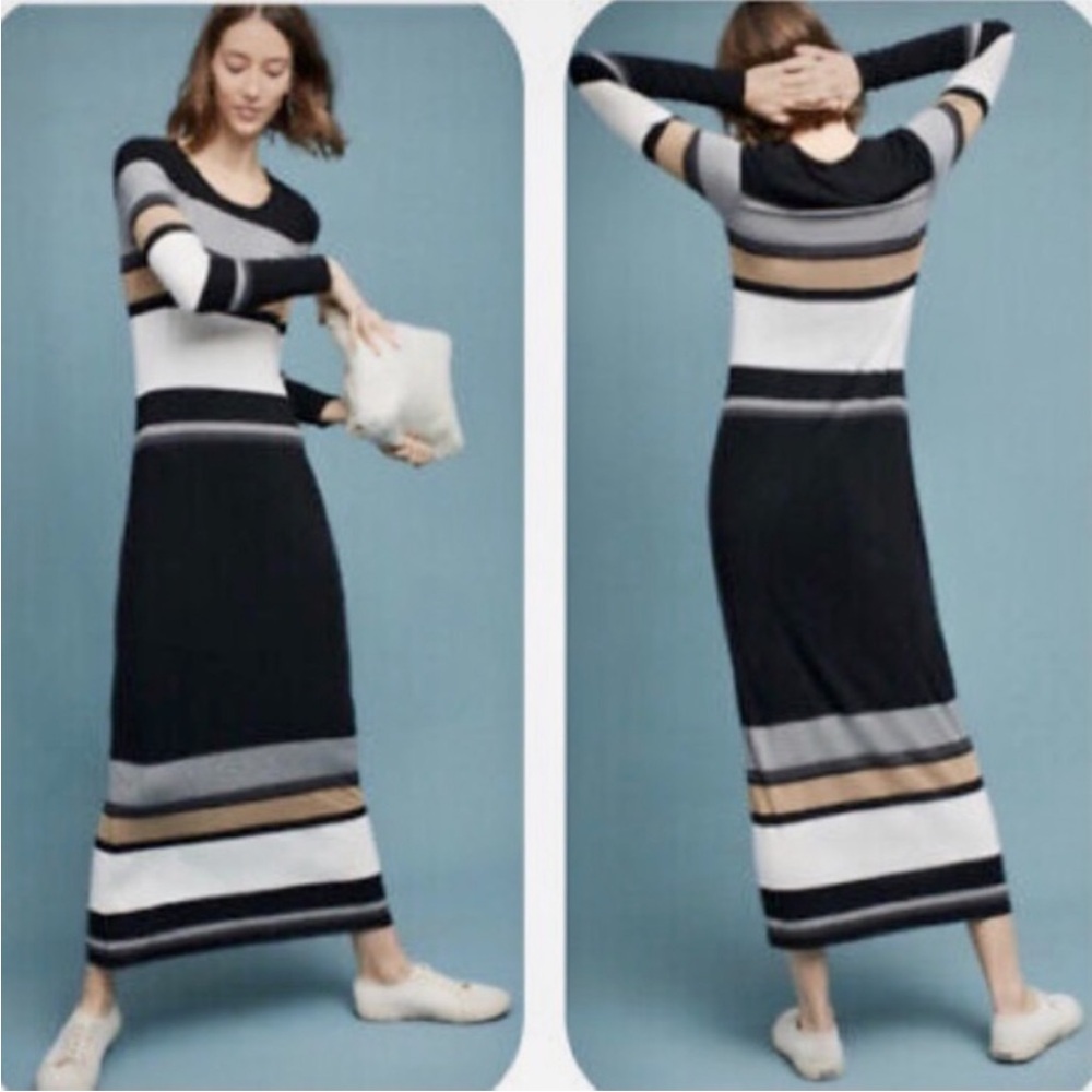 Bailey 44 Black and White Striped Maxi Dress